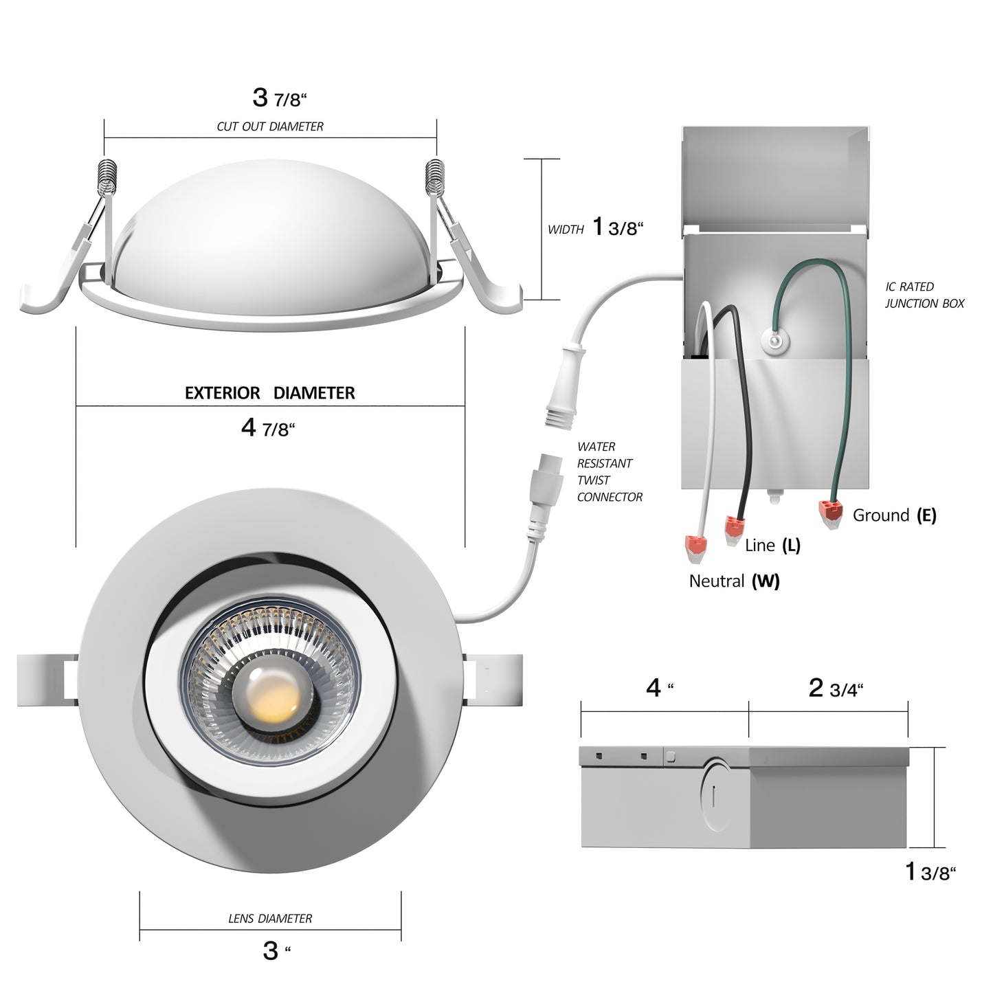 4" Slim Panel Recessed Circadian Gimbal Light