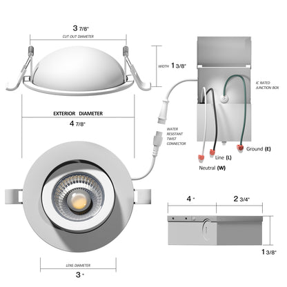 4" Slim Panel Recessed Circadian Gimbal Light